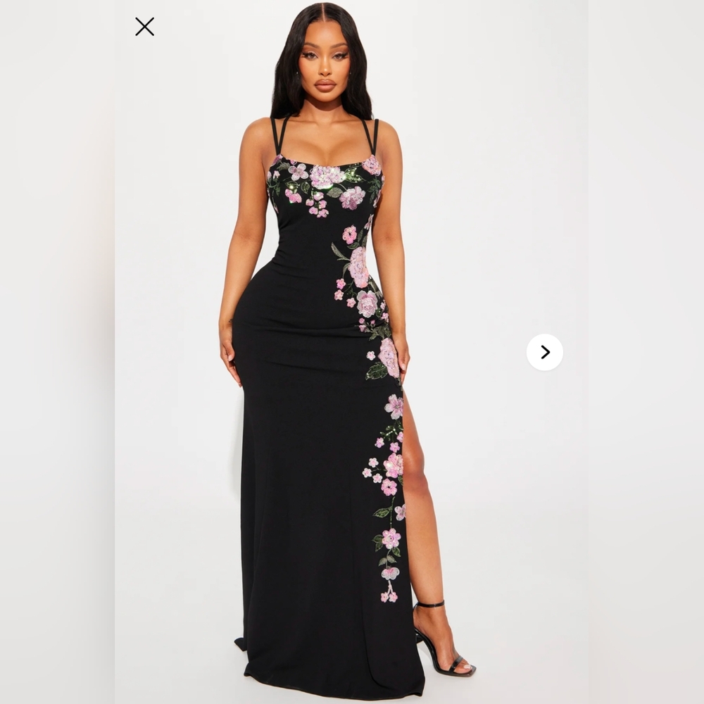 Feeling Pretty Floral Gown - Black/combo